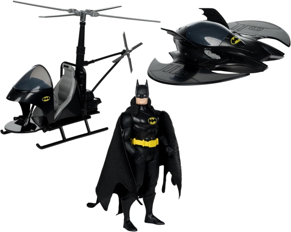 DC Super Powers Actionfiguren 3er Pack Batman, Bat-Copter & The Batwing (Gold Label) 13 cm
